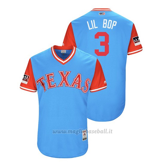 Maglia Baseball Uomo Texas Rangers Delino Deshields 2018 Llws Players Weekend Lil Bop Light TOrnto Blue Jays